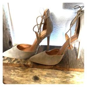 Light grey lace up heels